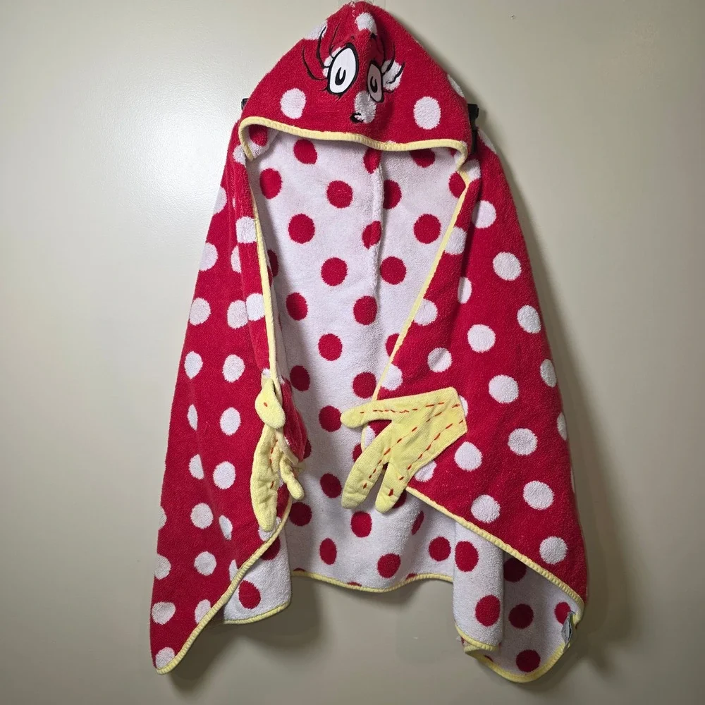 Pottery Barn Kids Red Polka‎ Dot Mermaid Hooded Bath Towel Wrap Cotton 2006